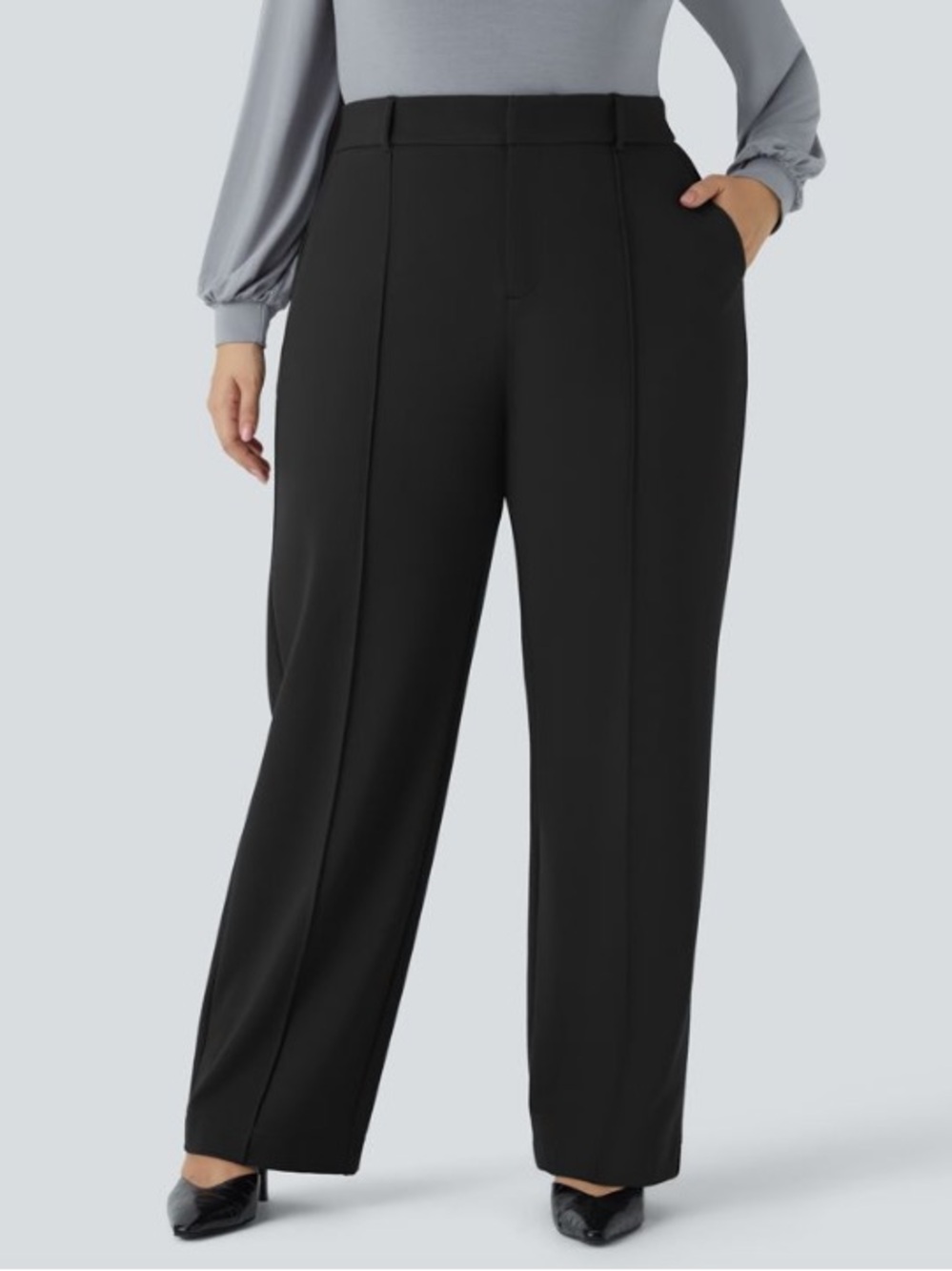 HALARA Flex high-waisted zipper pocket straight-leg work Pants